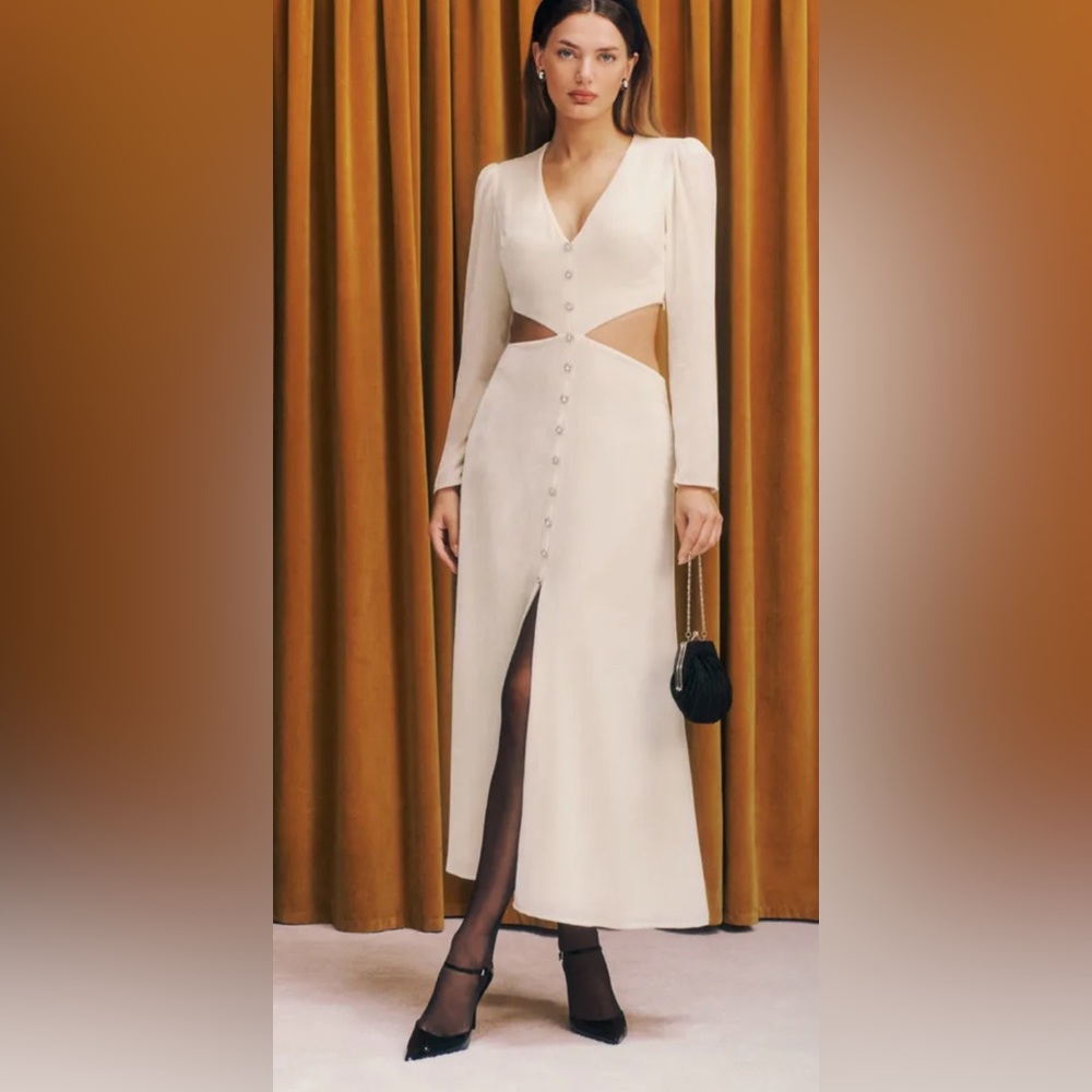 The Reformation Cut off White Velvet Dress, XS/0,New with no tag